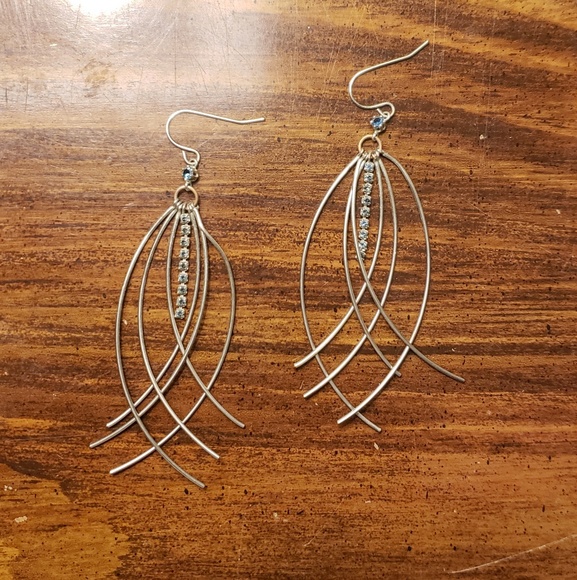 Blue & Silver Dangle Earrings - Picture 2 of 3